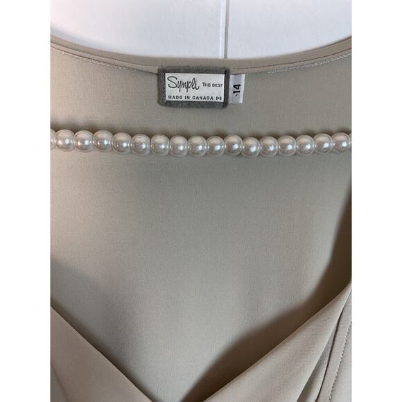 Sympli Tan V Neck Long Sleeve Blouse Size 14 - Picture 4 of 6